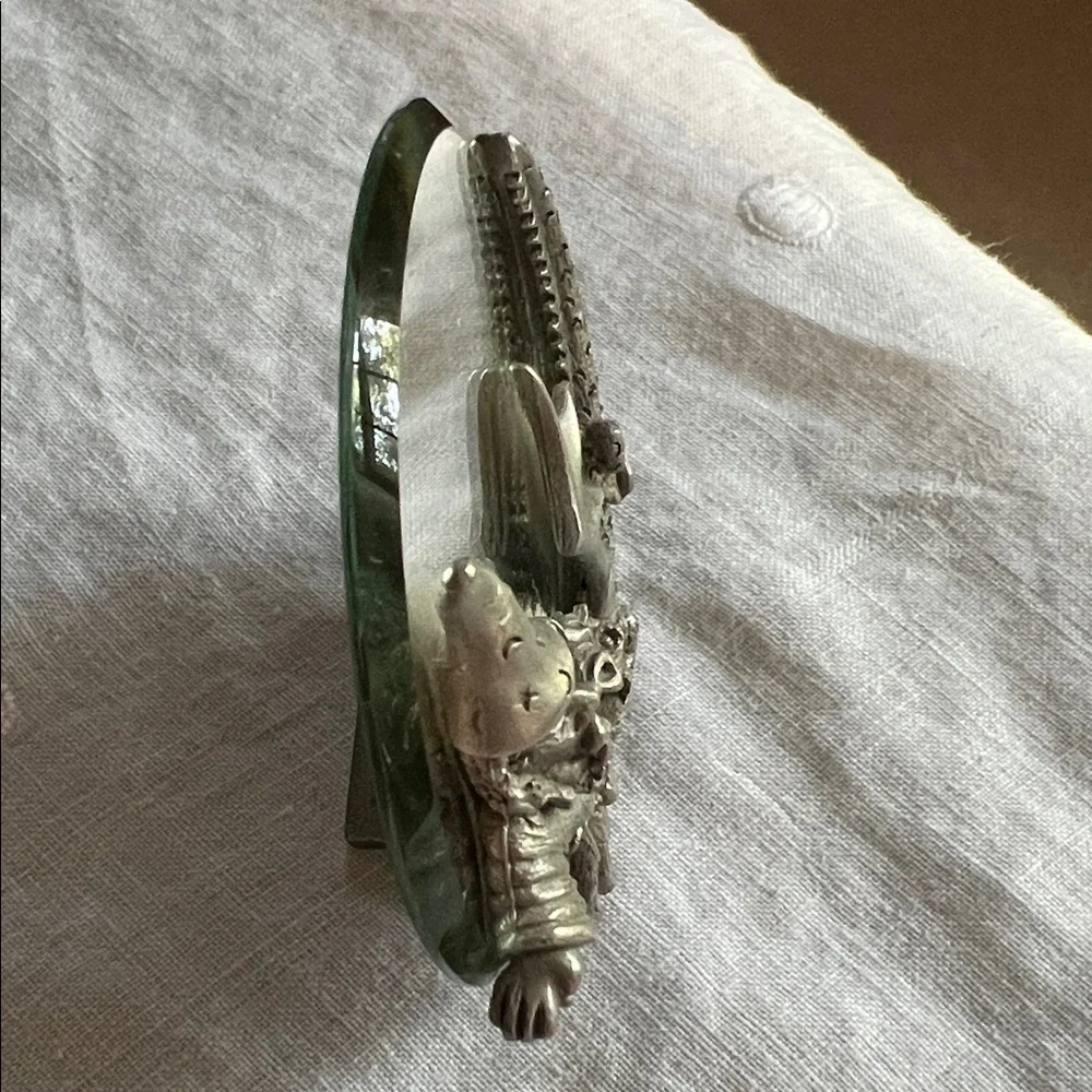 Vintage Pewter Spoontiques 7397 Wizard and Dragon Mirror Decor.